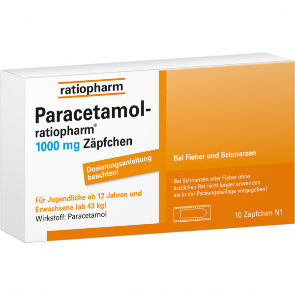 Abbildung für PARACETAMOL-ratiopharm 1.000 mg Zäpfchen