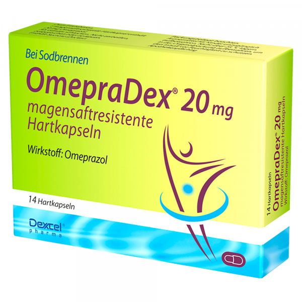 Abbildung für OMEPRADEX 20 mg Omeprazol magensaftresistente Hartkapseln bei Sodbrennen